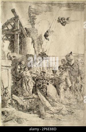 Giovanni Battista Tiepolo, l'adoration des Mages, vers 1740, gravure sur papier. Banque D'Images