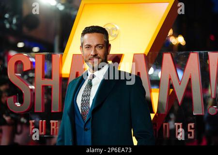 Zachary Levi assister à une projection spéciale pour Shazam! Fureur des Dieux, à Cineworld Leicester Square à Londres. Date de la photo: Mardi 7 mars 2023. Banque D'Images