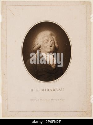 Fritz Gabriel Fiesinger, H. G. Mirabeau (Gabriel Honoré de Riquetti, Comte de Mirabeau, 1749-1791), 1793, gravure à l'encre marron sur papier couchée. Banque D'Images