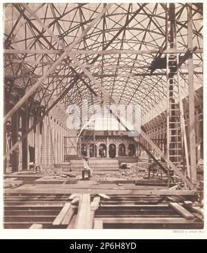Camille d'Arnaud, vue intérieure du Palais de l'Industrie en construction pour l'exposition universelle de 1855, 1854, impression de sel à partir de papier négatif. Banque D'Images