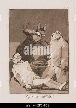 Francisco de Goya y Lucientes, 'Los Chinchillas (les Chinchillas),' plaque 50 de 'Los Caprichos', 1799, gravure , aquatint bruni , burin. Banque D'Images