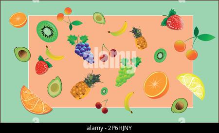 Arrière-plans avec différents fruits et baies pour n'importe quel design et décoration. une alimentation saine Illustration de Vecteur