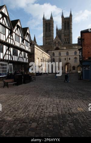Lincoln Cathedral de Castle Hill, Lincolnshire, Angleterre, Royaume-Uni Banque D'Images