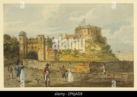 Thomas Girtin, Windsor Castle, vers 1792, aquarelle sur graphite avec stylo et encre brune sur papier vélin crème. Banque D'Images