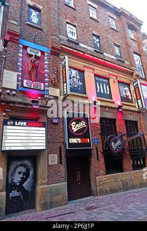 Le nouveau club Eriques, Eriques-Live, avec guitare à l'extérieur, 9 Mathew Street, Cavern Walks, Liverpool, Merseyside, Angleterre, Royaume-Uni, L2 6RE Banque D'Images