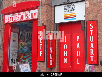 Un musée des Beatles unique et authentique, souvenirs du musée des Beatles de Liverpool, Mathew Street, Liverpool, Angleterre, Royaume-Uni, L2 6RE Banque D'Images