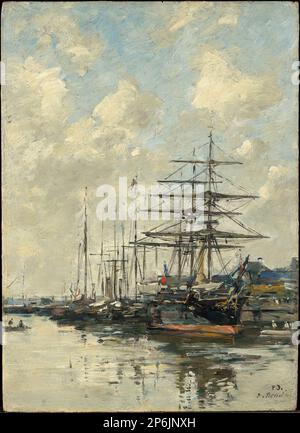 Eugène Boudin, le Havre, Voiliers dans le Port, 1883, huile sur panneau. Banque D'Images