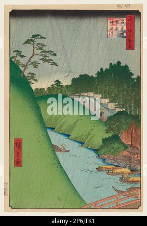Utagawa Hiroshige, sanctuaire Seidō et rivière Kanda du pont Shōhei, 1857, imprimé en bois de couleur. Banque D'Images