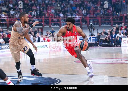 Athènes, Lombardie, Grèce. 7th mars 2023. 77 SHAQUIELLE MCKISSIC de l'Olympiacos Pirée lors de l'Euroligue, Round 27, match entre Olympiacos Pirée et le FC Barcelone au stade de la paix et de l'amitié de 7 mars 2023, à Athènes, Grèce. (Credit image: © Stefanos Kyriazis/ZUMA Press Wire) USAGE ÉDITORIAL SEULEMENT! Non destiné À un usage commercial ! Banque D'Images