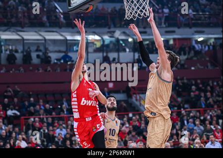 Athènes, Lombardie, Grèce. 7th mars 2023. 5 GIANNOUlis LANNOTZAKIS de l'Olympiacos Pirée lors de l'Euroligue, Round 27, match entre Olympiacos Pirée et le FC Barcelone au stade de la paix et de l'amitié de 7 mars 2023, à Athènes, Grèce. (Credit image: © Stefanos Kyriazis/ZUMA Press Wire) USAGE ÉDITORIAL SEULEMENT! Non destiné À un usage commercial ! Banque D'Images