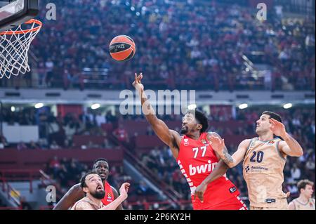 Athènes, Lombardie, Grèce. 7th mars 2023. 77 SHAQUIELLE MCKISSIC de l'Olympiacos Pirée lors de l'Euroligue, Round 27, match entre Olympiacos Pirée et le FC Barcelone au stade de la paix et de l'amitié de 7 mars 2023, à Athènes, Grèce. (Credit image: © Stefanos Kyriazis/ZUMA Press Wire) USAGE ÉDITORIAL SEULEMENT! Non destiné À un usage commercial ! Banque D'Images