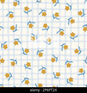 Fleurs chintz indiennes et motif Plaid Vector sans couture Illustration de Vecteur