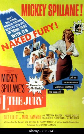 1953 : le FILM NOIR film I , LE JURY de Harry Essex, avec Peggie Castle, Preston Foster , Margaret Sheridan , Biff Elliot et Alan Reed , D'un roman de MICKEY SPILLANE - FILM - CINÉMA - affiche pubbliciario - affiche - publicité - locandina - DIVA - DIVINA - DIVINE - VAMP - FEMME FATALE - --- Archivio GBB Banque D'Images