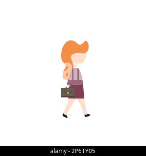 Femme d'affaires avec Briefcase marcher sur pour atteindre le succès. Lady en costume dans la hâte d'atteindre son cabinet. Le rythme de la direction vers le lieu de travail Illustration de Vecteur