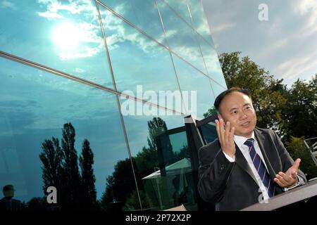 Shi Zhengrong Founder and CEO of Suntech Power Co. Ltd., answers questions during an interview with the Associated Press at the WEF headquarters in Geneva, Switzerland, Thursday, Aug. 25. 2011. Shi Zhengrong, the CEO of Suntech Power Holdings Co., Ltd., said the G-20 advisory panel expects to issue a set of recommendations about five weeks from now on how world leaders can shift to solar, wind and other alternative energy sources - even in dire financial times. ( AP Photo/Keystone/Martial Trezzini) GERMANY OUT - AUSTRIA OUT