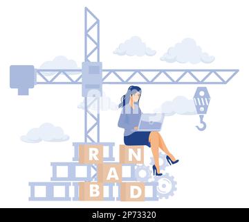 Concept de marque commerciale, création de marque, directives personnelles et de communication de la marque, illustration moderne à vecteur plat Illustration de Vecteur