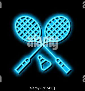 jeu de badminton sport néon icône de lueur illustration Illustration de Vecteur