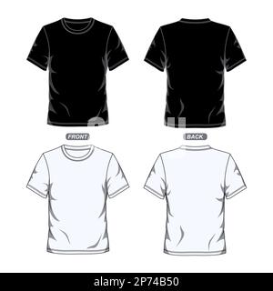 Modèle de t-shirt noir et blanc. Illustration vectorielle Illustration de Vecteur