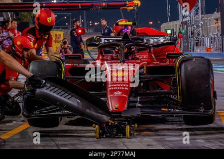 MANAMA, BAHREÏN, circuit de Sakhir, 3. Mars 2023: #55, Carlos SAINZ Jr., ESP, Team Scuderia Ferrari, pendant le Grand Prix de Formule 1 de Bahreïn au Ba Banque D'Images