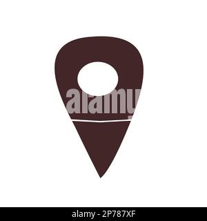 bouton icône gps de couleur brun dans un style de dessin animé Illustration de Vecteur