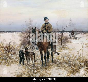 Wierusz-Kowalski Alfred - Polowanie z psami - Polska Szkoła - - Wierusz-Kowalski Alfred - chasse avec des Hounds - Ecole polonaise - Banque D'Images