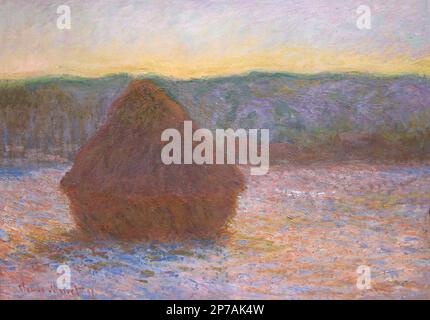 Pile de blé, dégel, Coucher de soleil, Claude Monet, 1890-1891, Art Institute of Chicago, Chicago, Illinois, USA, Amérique du Nord, Banque D'Images