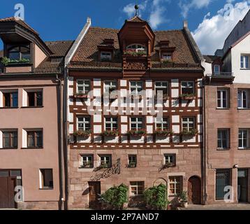 Maison historique à colombages, rénovation totale par les amis de la vieille ville de Nuremberg, Schlehengasse 15, Nuremberg, moyenne-Franconie, Bavière, Allemagne Banque D'Images