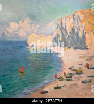 Etretat la plage et la falaise d'Amont, Claude Monet, 1885, Art Institute of Chicago, Chicago, Illinois, USA, Amérique du Nord, Banque D'Images