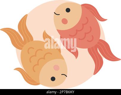 Poisson mignon signe du zodiaque illustration vectorielle ronde Illustration de Vecteur