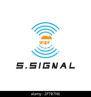 Lettre S pour signal connexion wifi logo concept sur fond blanc Illustration de Vecteur