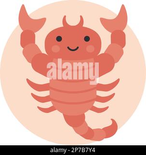 Scorpion mignon signe du zodiaque illustration vectorielle ronde Illustration de Vecteur