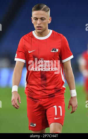 Rome, Latium. 07th mars 2023. Jesper Karlsson AZ Alkmaar pendant le football Conférence UEFA Ligue Match série A Match Lazio v AZ Alkmaar, Stadio Olimpico Rome, Italie, 07 mars 2023 Fotografo01 crédit: Agence de photo indépendante/Alamy Live News Banque D'Images