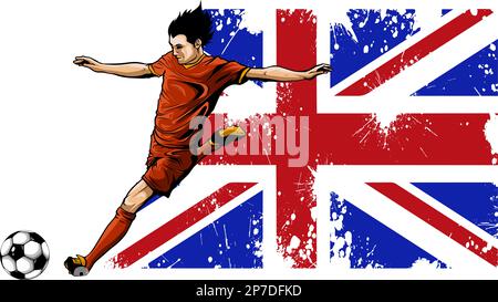 joueur de football tir rapide d'une balle Illustration de Vecteur