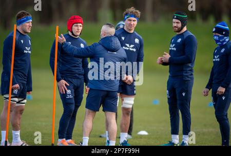 Édimbourg, Écosse, Royaume-Uni. 8th mars 2023 : Guinness six Nations 2023. Lors de la session d'entraînement de l'équipe de rugby écossaise, Oriam, Riccarton, Édimbourg. Crédit: Ian Rutherford Alamy Live News crédit: Ian Rutherford/Alay Live News Banque D'Images