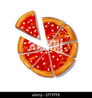 Tranché Pizza Marinara dessin animé sur fond blanc, illustration vectorielle Illustration de Vecteur