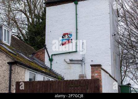 Un personnage de Super Mario Brothers peint sur le côté d'une maison à Hylton Road, Worcester, Royaume-Uni Banque D'Images