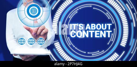 Texte d'écriture il s'agit de contenu. Mot écrit sur le site Web crucial utile informative engageant le public Banque D'Images