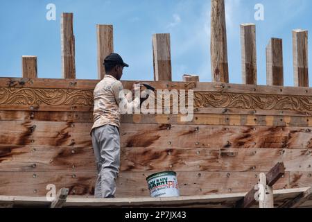 Usine traditionnelle de construction navale de dhow, sur, Ash Sharqiyah, Oman Banque D'Images