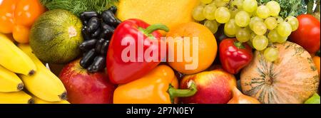 Magnifique fond de divers fruits et légumes. Photo large. Banque D'Images