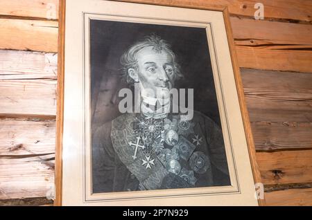 Konchansko-Suvorovskoe, Russie - 10 août 2022 : Portrait du généralissime A. V. Suvorov dans la propriété du musée de A. Suvorov Banque D'Images