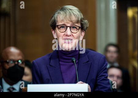 Washington, États-Unis. 08th mars 2023. Mary Kay Henry, Présidente internationale, Service Employees International Union, s'exprimant lors d'une audience du Comité sénatorial de la santé, de l'éducation, du travail et des pensions au Capitole des États-Unis. (Photo de Michael Brochstein/Sipa USA) crédit: SIPA USA/Alay Live News Banque D'Images