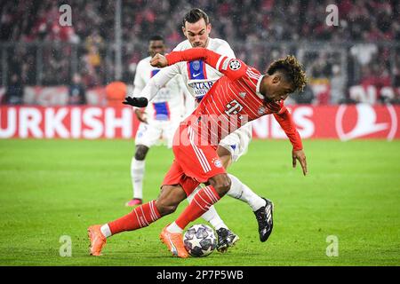 Munich, France, Allemagne. 8th mars 2023. KINGSLEY COMAN du Bayern Munich et Fabian RUIZ du PSG lors du match de la Ligue des champions de l'UEFA entre le FC Bayern Munich Paris Saint-Germain au stade Allianz Arena sur 08 mars 2023 à Munich, en Allemagne. (Credit image: © Matthieu Mirville/ZUMA Press Wire) USAGE ÉDITORIAL SEULEMENT! Non destiné À un usage commercial ! Crédit : ZUMA Press, Inc./Alay Live News Banque D'Images