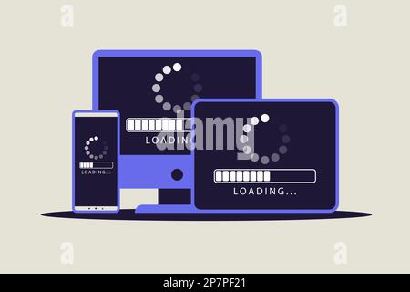 Mettre à jour le concept. Écrans Web de symbole de processus de chargement d'application. Illustration vectorielle. Plat Illustration de Vecteur