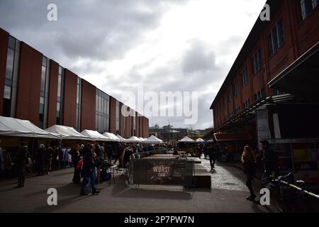 Marché du dimanche à Hambourg en hiver Banque D'Images