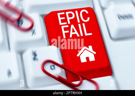 Texte indiquant l'échec de l'inspiration Epic. L'approche des affaires est une erreur spectaculairement embarrassante situation humiliante Banque D'Images