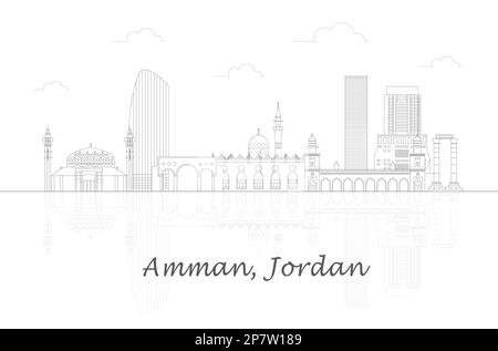 Aperçu Skyline panorama de la ville d'Amman, Jordanie - illustration vectorielle Illustration de Vecteur