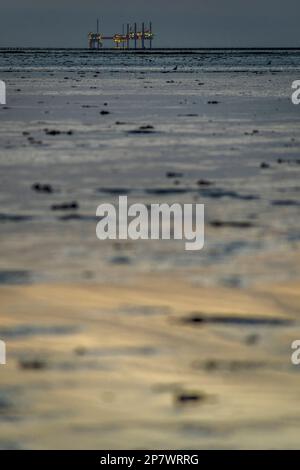 Plate-forme de production de gaz naturel de NAM Ameland-Westgat-1 près d'Ameland, pays-Bas 2022. Banque D'Images