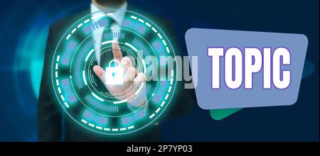 Légende de texte présentant le sujet. Sujet d'idée d'affaires traité dans le discours de texte ou sujet de conversation nouvelles Banque D'Images