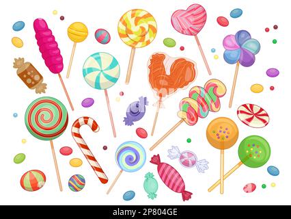 Ensemble de bonbons et bonbons différents Illustration de Vecteur