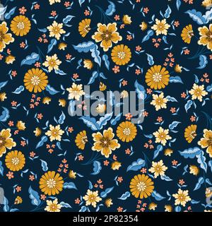Motif sans couture vectoriel de fleurs de jacograin de chintz indien Illustration de Vecteur